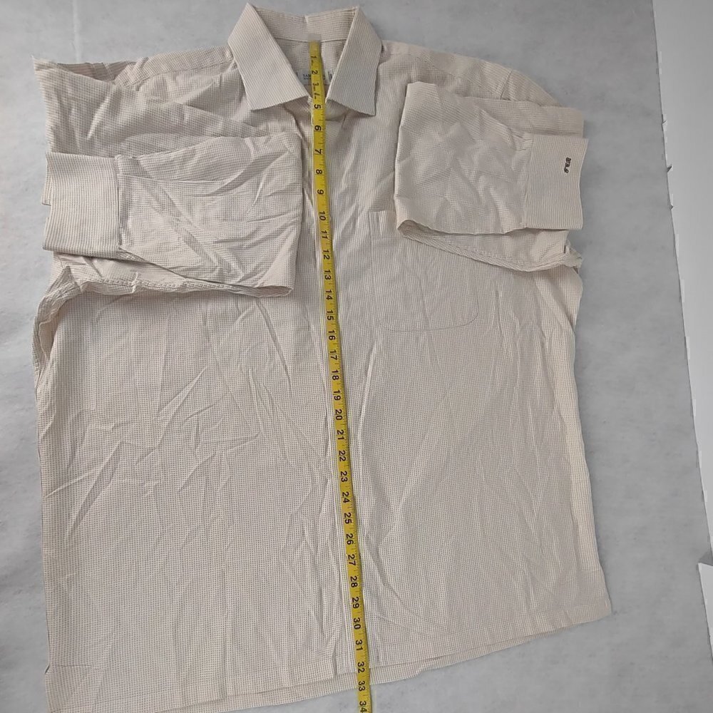 Sam Surin Gold/White Checked 8 Button Dress Shirt (See photo's for approx meas) - Picture 3 of 10
